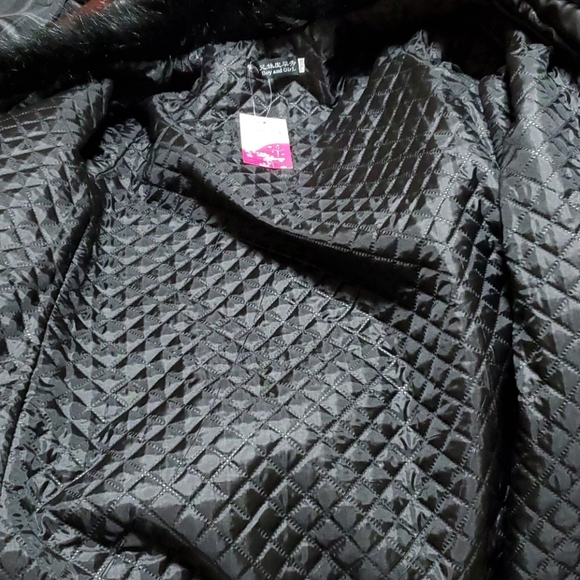 Black faux fur ankle length jacket - Picture 5 of 6